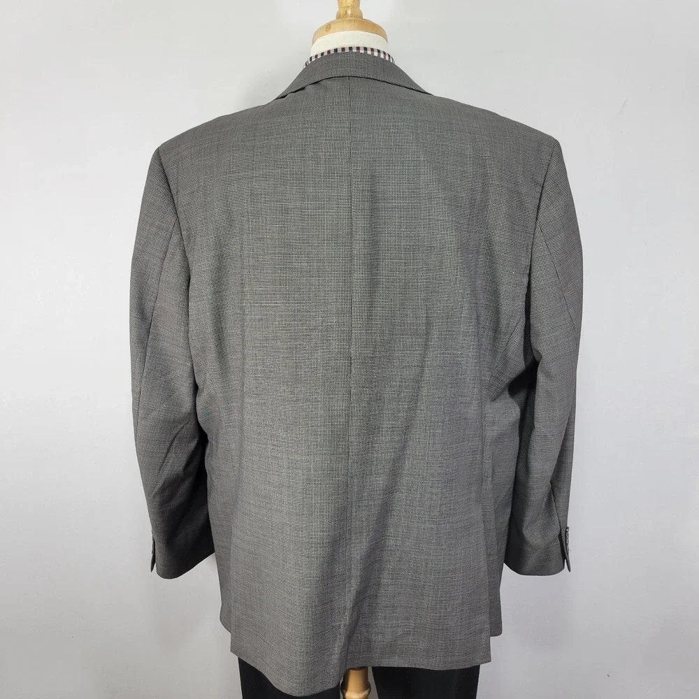 Calvin Klein Men's Sport Coat‎ Blazer Two Button Gray Checked Wool 52R